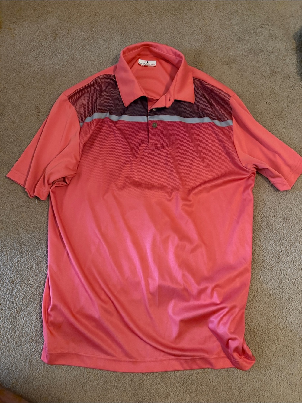 Grand Slam Coral Short-Sleeve Polo with Dark Chest Panel